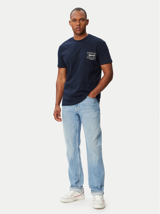 Tommy Jeans Tommy Jeans T-krekls Sign DM0DM23177 Tumši zils Regular Fit