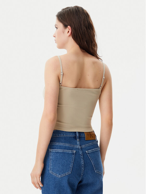 Calvin Klein Jeans Calvin Klein Jeans Top Logo J20J225312 Beżowy Slim Fit
