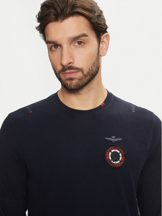 Aeronautica Militare Aeronautica Militare Pikkade varrukatega T-särk 242TS2314J564 Tumesinine Regular Fit