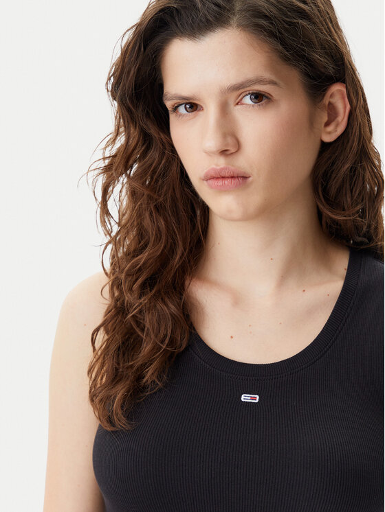 Tommy Jeans Tommy Jeans Top Essential DW0DW20673 Černá Slim Fit