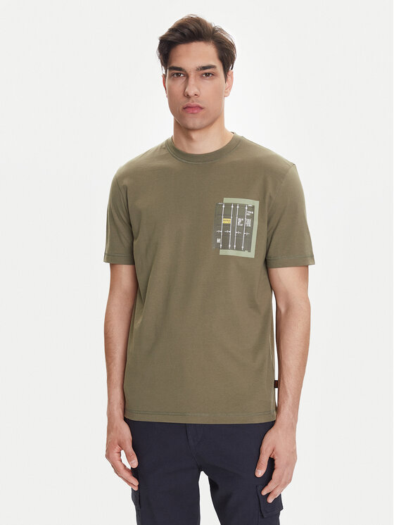 BOSS BOSS Tričko Te_Container 50546920 Kaki Regular Fit