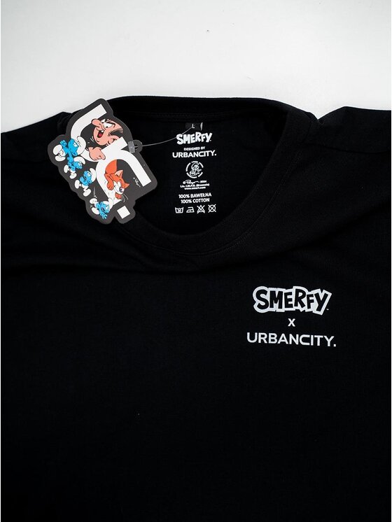 Smerfy Smerfy T-Shirt Koszulka Z Krótkim Rękawem Oversize Męska Czarna Smerfy Ważniak Boss L Biały Oversize