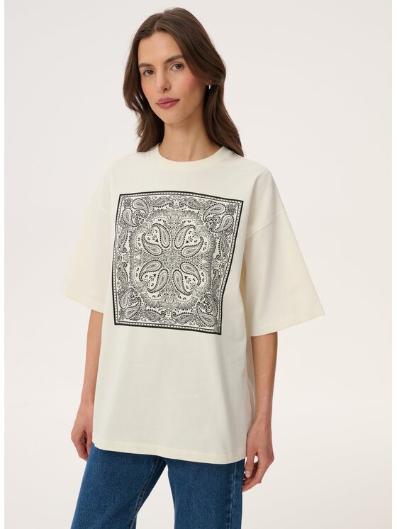 LEBRAND LEBRAND T-Shirt Liu Beżowy jasny Oversize