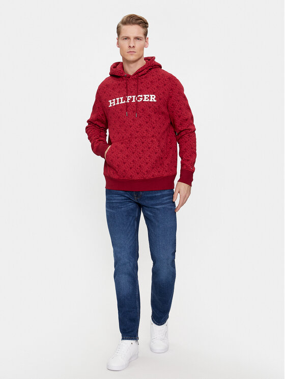 Tommy Hilfiger Tommy Hilfiger Pulóver Aop Monogram MW0MW32703 Piros Regular Fit