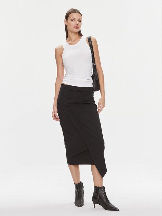 Calvin Klein Calvin Klein Ravno krilo Stretch Jersey Midi Skirt K20K206808 Črna Slim Fit