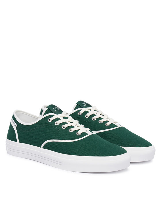 Tommy Hilfiger Tommy Hilfiger Tenis superge Th Vulc Cup Long Lace Canvas FM0FM05874 Zelena