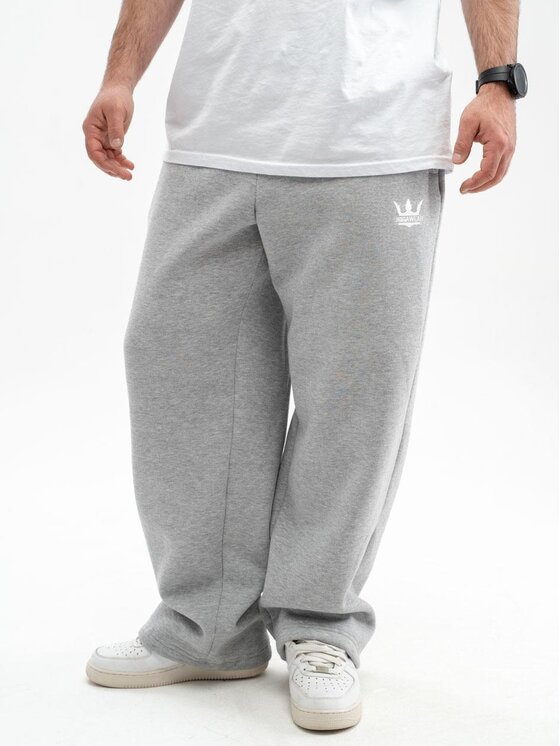 Jigga Wear Jigga Wear Spodnie dresowe Spodnie Dresowe Baggy Męskie Jasne Szare Jigga Wear Haft Logo Drawcord M Szary Baggy Fit