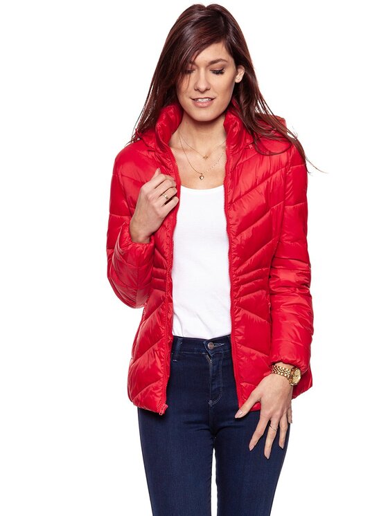Wrangler Wrangler Giacca da donna SHORT PUFFER Rosso Slim Fit