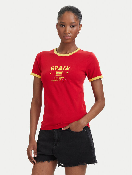 Guess Jeans Tricou W6YI16 K3995 Roșu Slim Fit