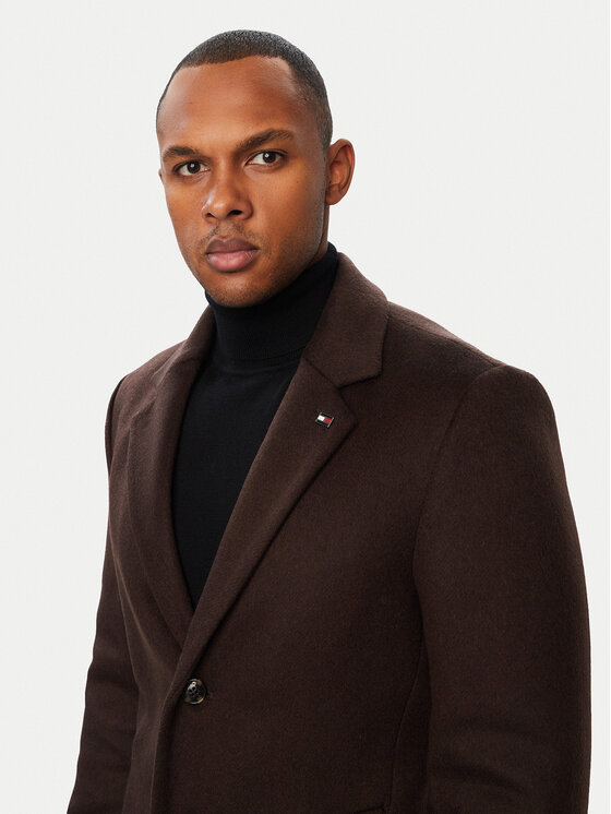 Tommy Hilfiger Tommy Hilfiger Villane mantel MW0MW40768 Tumepruun Regular Fit