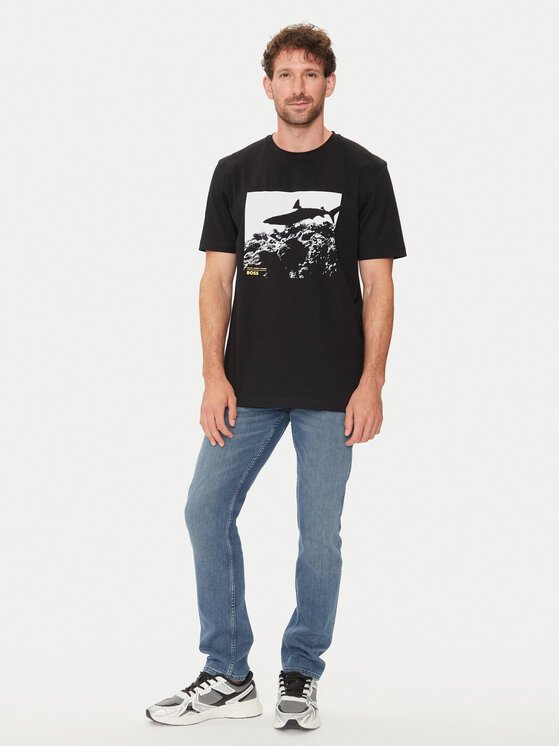 BOSS Boss T-shirt Te_Sea_Horse 50515626 Crna Regular Fit