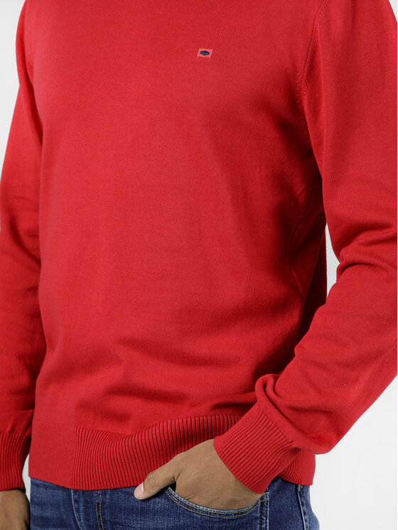 Cross Jeans Cross Jeans Sweter 34157-529 Czerwony V-Neck Fit