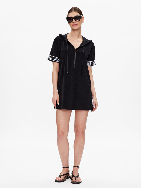 MICHAEL Michael Kors MICHAEL Michael Kors Пляжна сукня Logo Terry MM2M650 Чорний Slim Fit