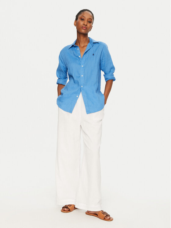 Seafolly Seafolly Pantaloni din material Crinkle 55430-PA Alb Regular Fit