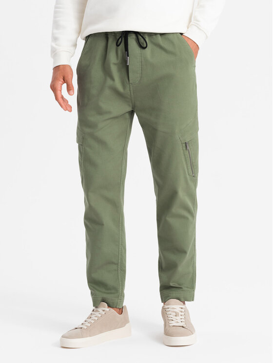 Ombre Ombre Joggers kalhoty OM-PAJO-0199 Khaki Regular Fit