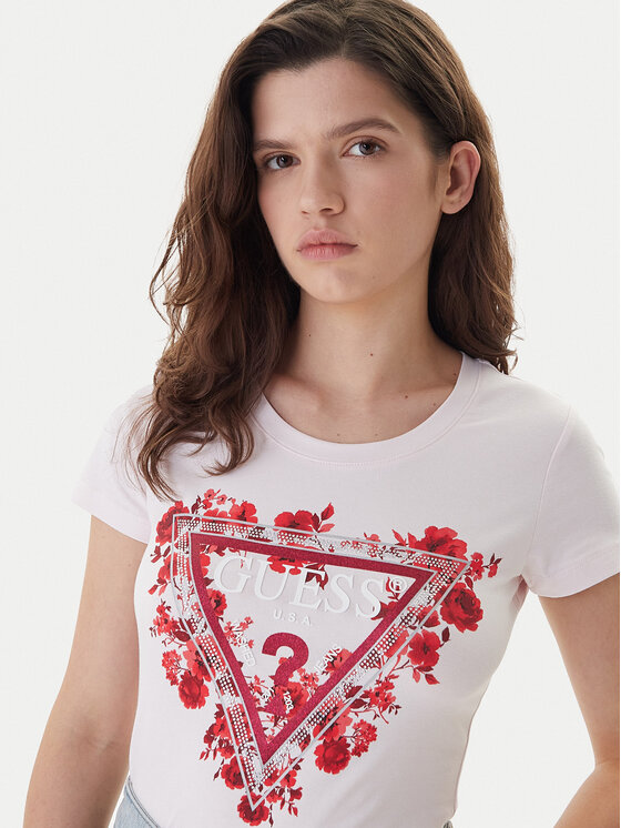 Guess Guess T-Shirt W6RI23 J1314 Różowy Regular Fit