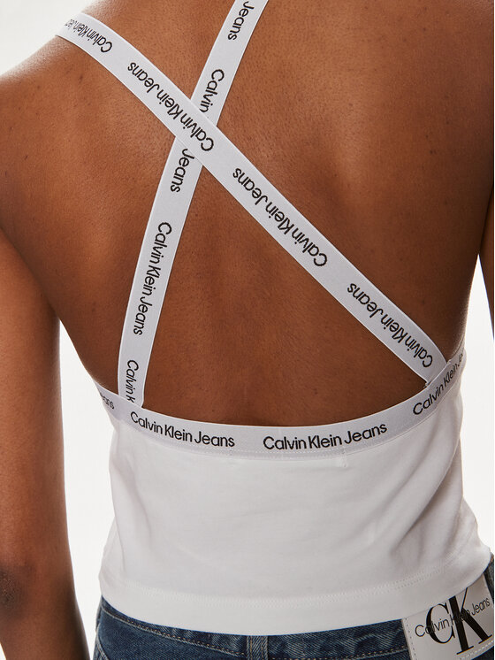 Calvin Klein Jeans Calvin Klein Jeans Top Logo J20J223110 Bílá Slim Fit