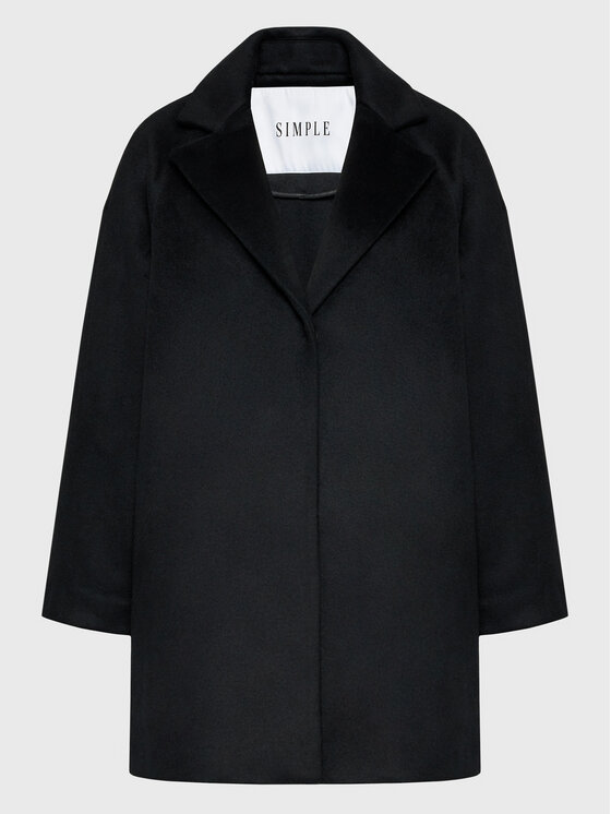Simple Simple Cappotto di transizione PLD510-03 Nero Relaxed Fit