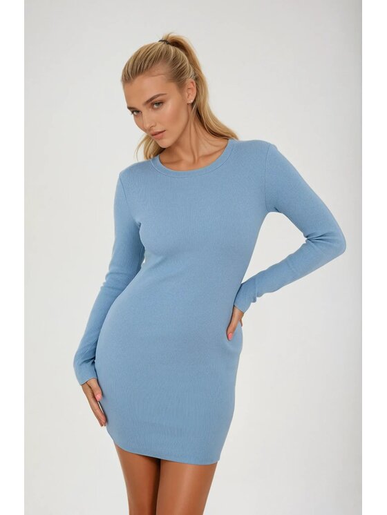 Nudyess Nudyess Úpletové šaty Polly mini z prążka Modrá Fitted Fit