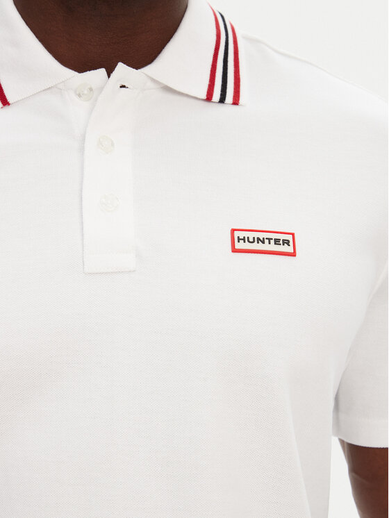 Hunter Hunter Polo Noris SS HARM0037242 Biały Regular Fit