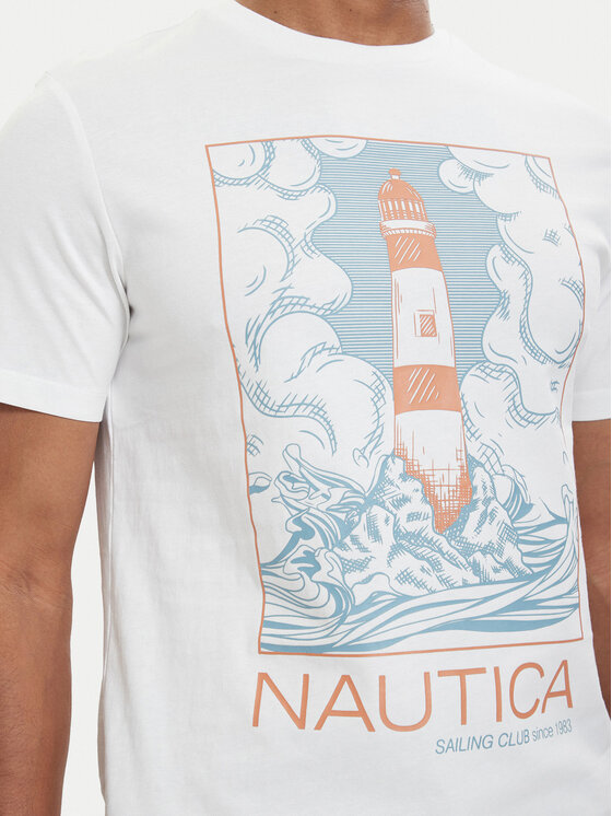 Nautica Nautica Тишърт NAUTICA-W126-NAMTS-1012-01P Бял Regular Fit
