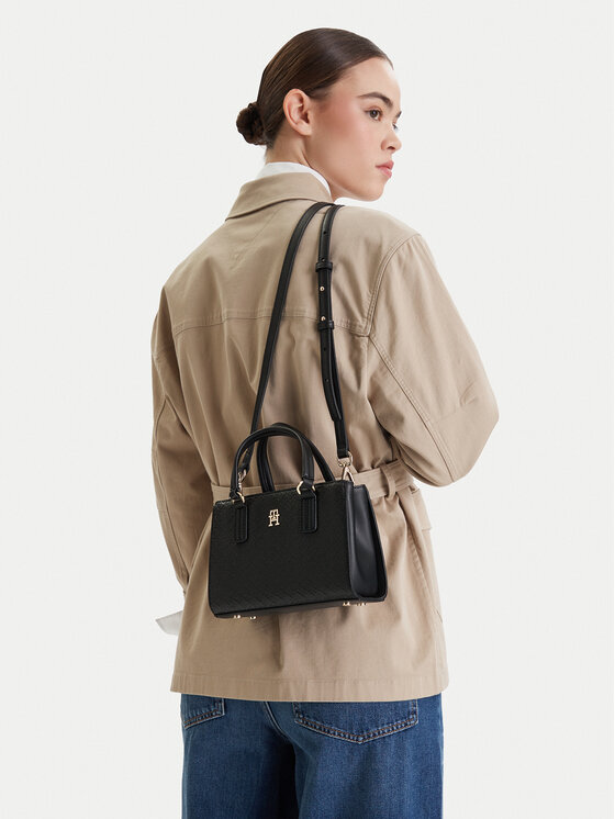Tommy Hilfiger Tommy Hilfiger Geantă Th Daily Mini Tote Mono AW0AW18416 Negru