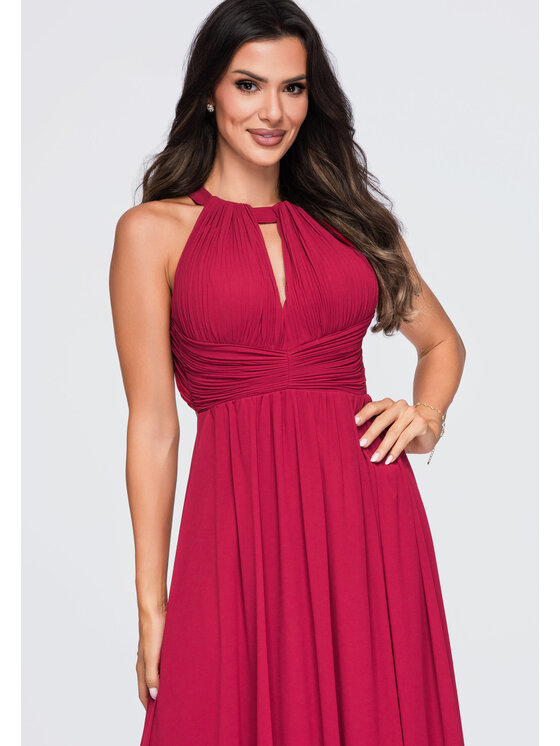 Ombre Ombre Sukienka wieczorowa LA-OM-DLR358 Bordowy Regular Fit
