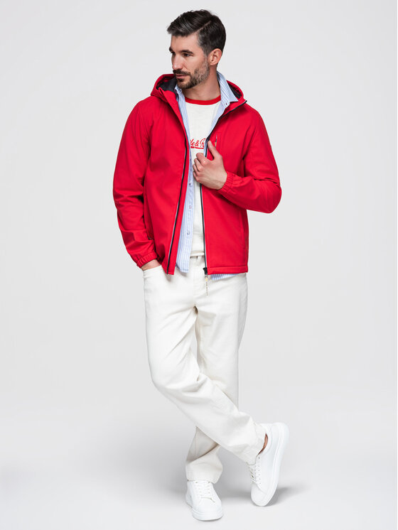 Ombre Ombre Kurtka przejściowa OM-JANP-0292 Czerwony Regular Fit