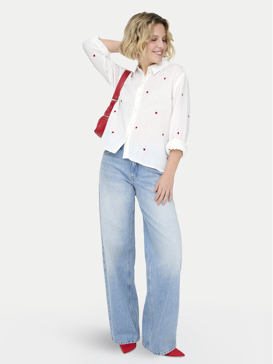 ONLY ONLY Marškiniai Heart 15332482 Balta Regular Fit