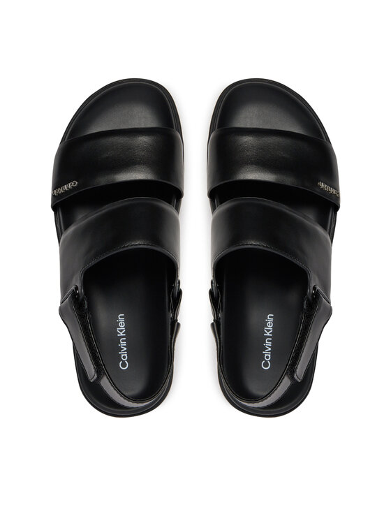 Calvin Klein Calvin Klein Sandále Flat Sandal Calvin Mtl Lth HW0HW01984 Čierna