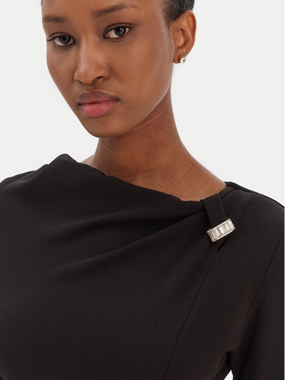 Rinascimento Rinascimento Коктейлна рокля CFC0126572003 Черен Slim Fit