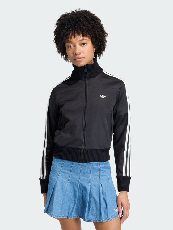 adidas adidas Bluza Firebird with Knitted Crochet Details Czarny Slim Fit