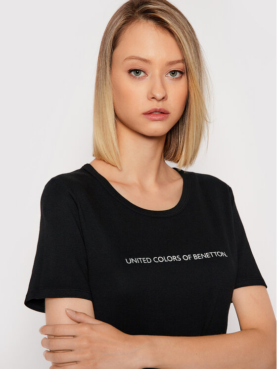 United Colors Of Benetton United Colors Of Benetton T-shirt 3GA2E16A2 Crna Regular Fit