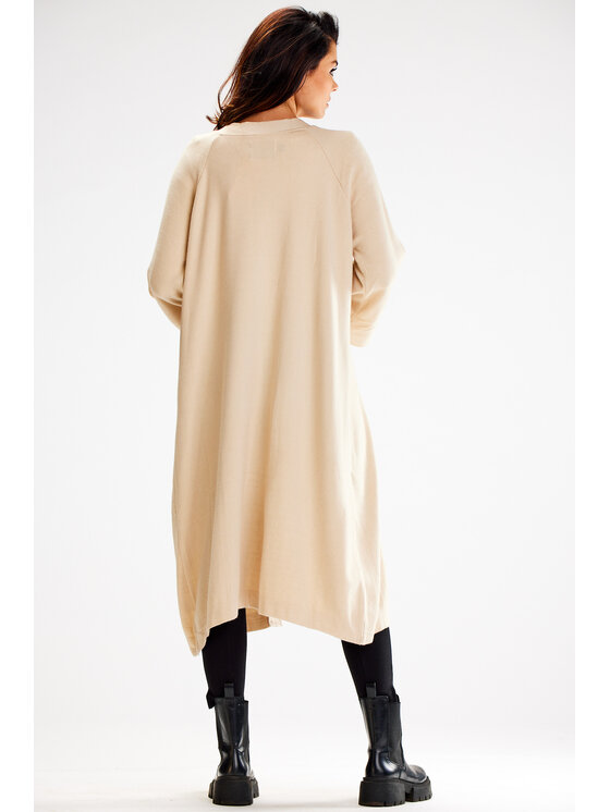 Awama Awama Kardigan A617 Beżowy Basic Fit
