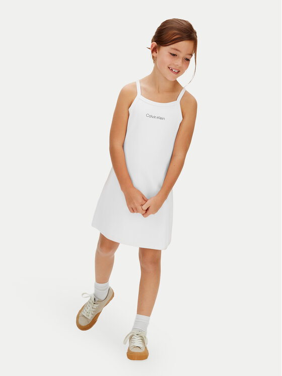 Calvin Klein Calvin Klein Φόρεμα καλοκαιρινό Skater LVCKSJH08G Λευκό Regular Fit