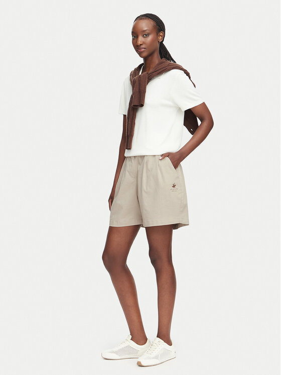 Beverly Hills Polo Club Beverly Hills Polo Club Szorty materiałowe P-SS26W-B576580 Beżowy Regular Fit