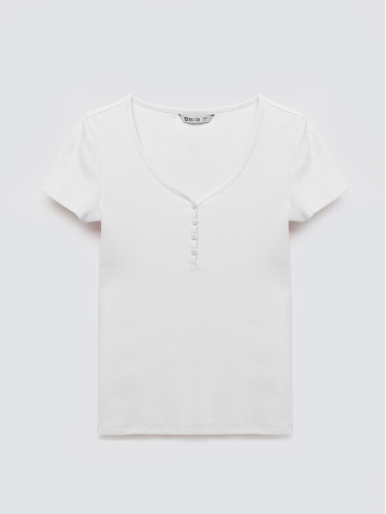 BIG STAR BIG STAR T-Shirt MINSA Biały Slim Fit