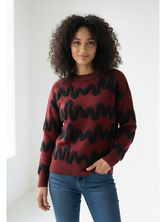 FIGL FIGL Sveter M1260 Bordová Regular Fit
