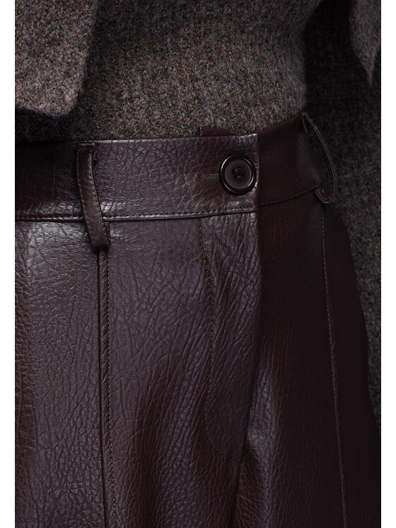 Ombre Ombre Spodnie materiałowe OW-PA-E0023 Brązowy Relaxed Fit