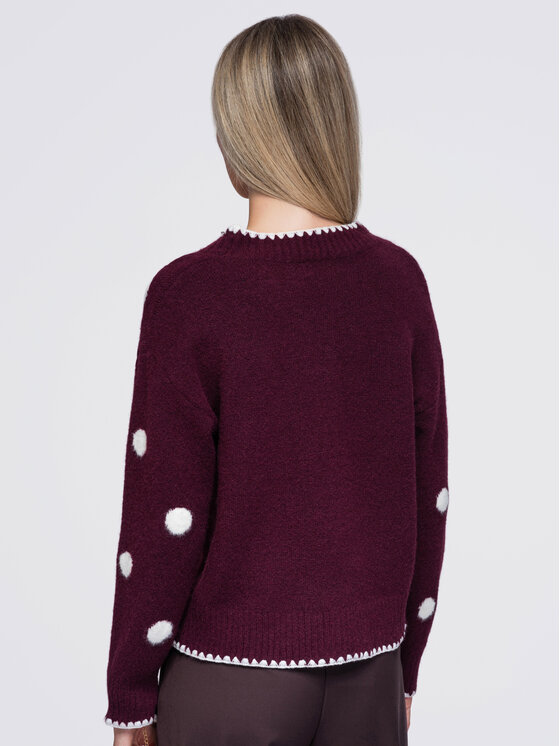 Ombre Ombre Sweter OW-SW-E0021 Bordowy Regular Fit