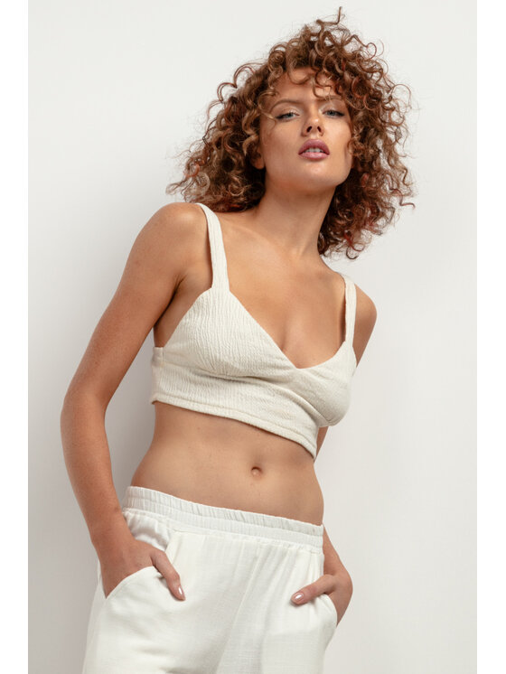 Tessita Tessita Spodnie materiałowe SPODNIE_T404_1_L Biały Relaxed Fit