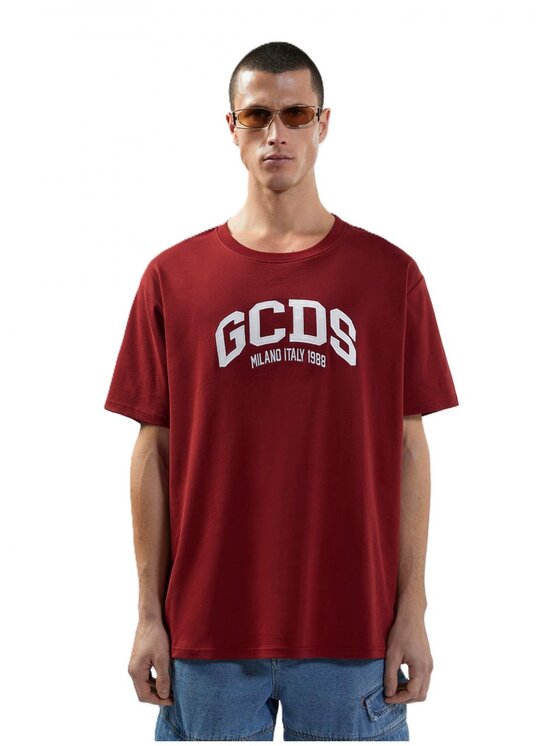 GCDS GCDS T-Shirt a2om2304jb9-49 Bordowy Regular Fit