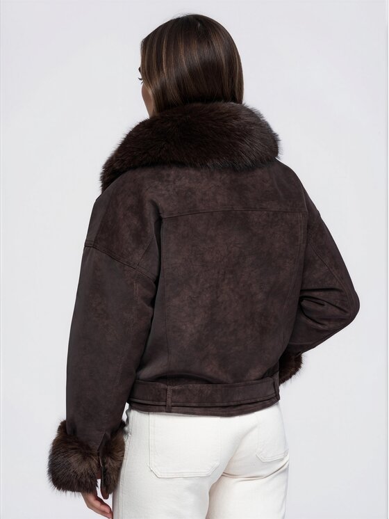 Ombre Ombre Kurtka przejściowa OW-JT-E0013 Brązowy Regular Fit