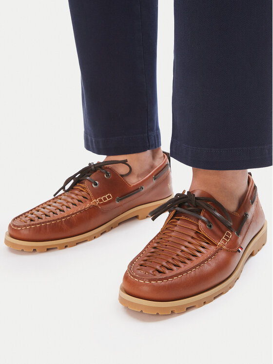 Tommy Hilfiger Tommy Hilfiger Обувки Hilfiger Braided Lth Boat Shoe FM0FM05892 Кафяв