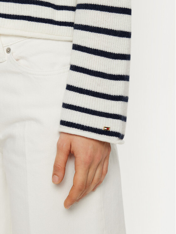 Tommy Hilfiger Tommy Hilfiger Pulover WW0WW44981 Alb Relaxed Fit