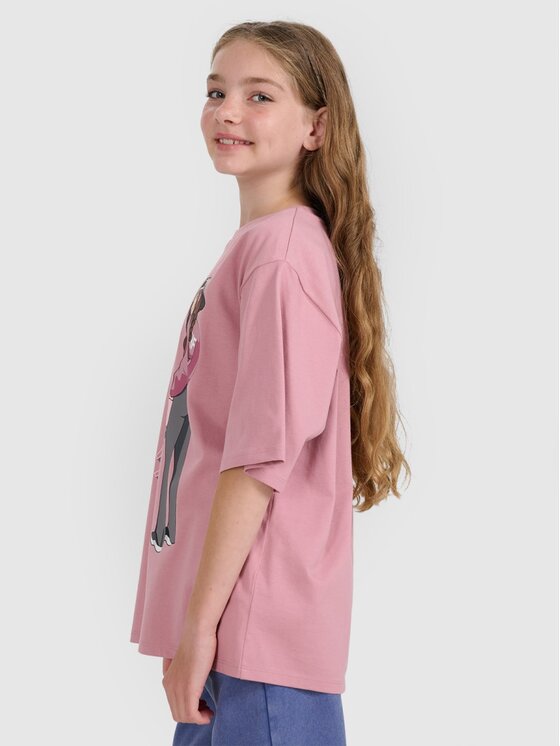 4F 4F T-Shirt BLUE VACATION Różowy Oversize