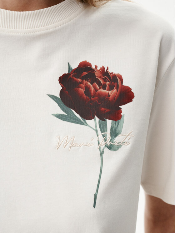 MARI PRETI MARI PRETI Bluzka Flower Biały Regular Fit