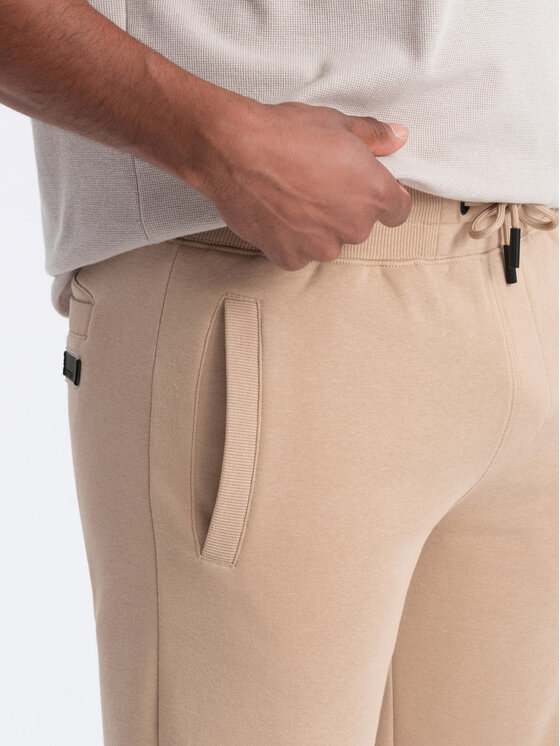 Ombre Ombre Šortky z materiálu OM-SRBS-0149 Béžová Regular Fit