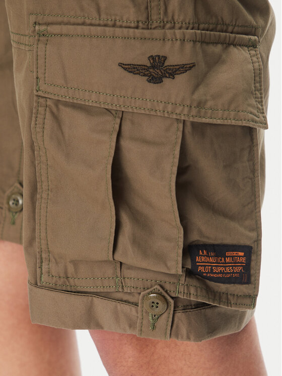 Aeronautica Militare Aeronautica Militare Szövet rövidnadrág 251BE250CT3501 Khaki Regular Fit