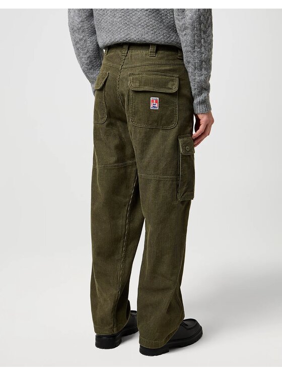 Wrangler Wrangler Spodnie materiałowe CASEY CARGO Zielony Straight Fit